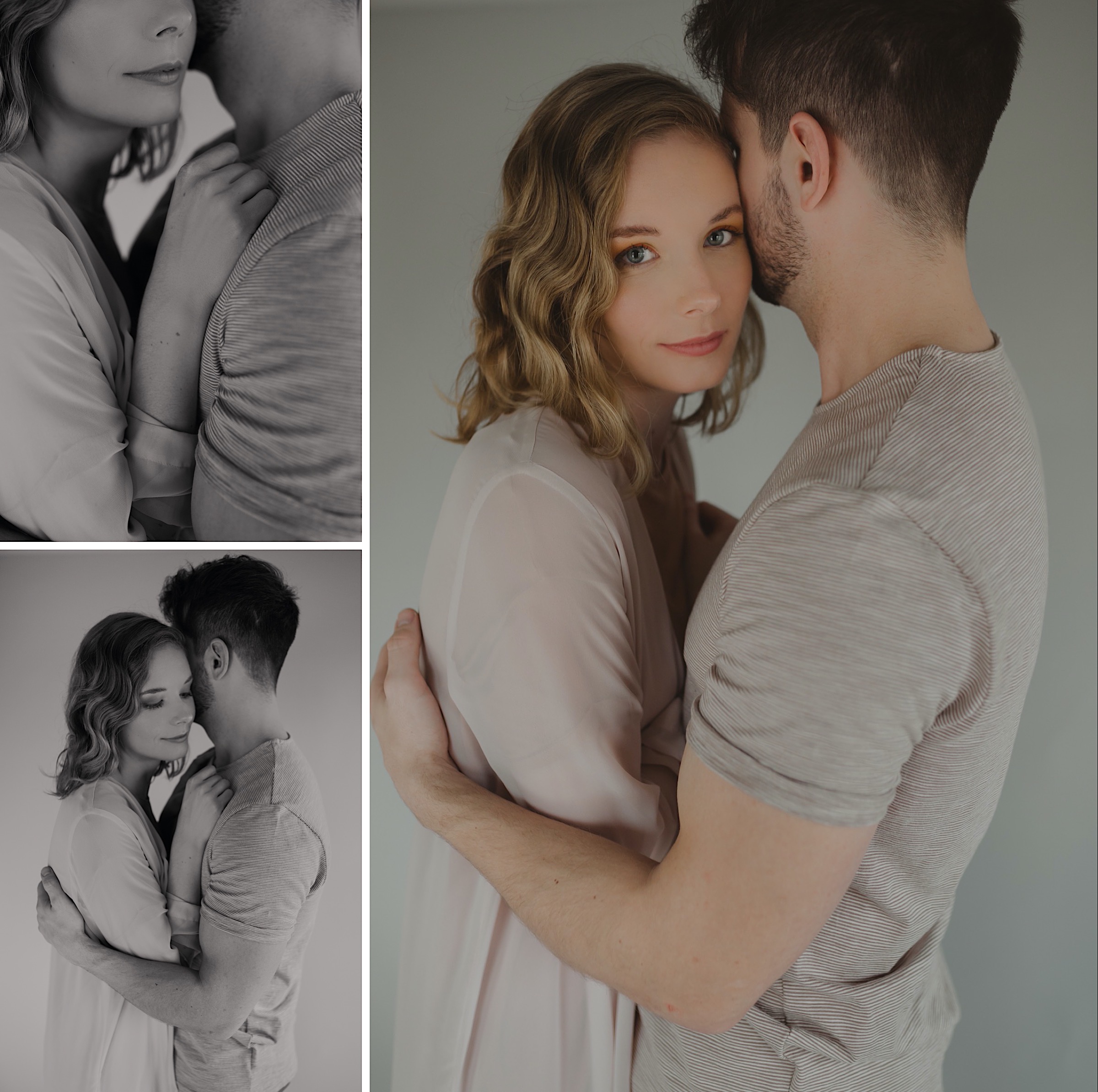 Young cute couple luxury embrace romance studio Stock Photo by shotprime