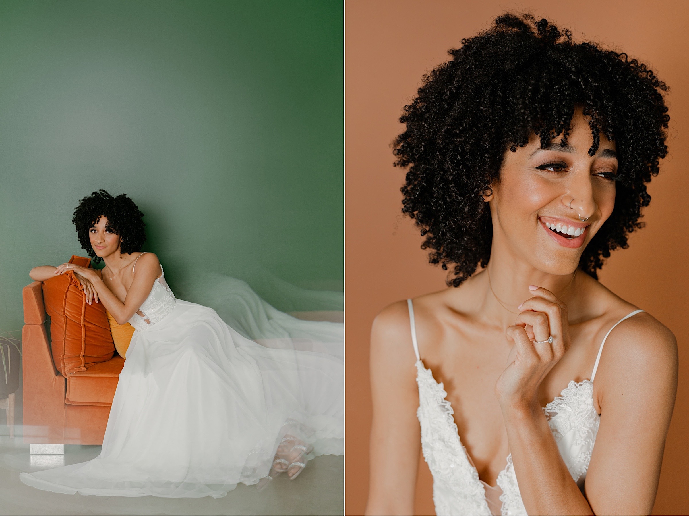 Minimalistic-studio-bridal-photos-session-evergreen-lavendar-white-wedding-gown-african-american-natural-afro-hair-seattle-photographer