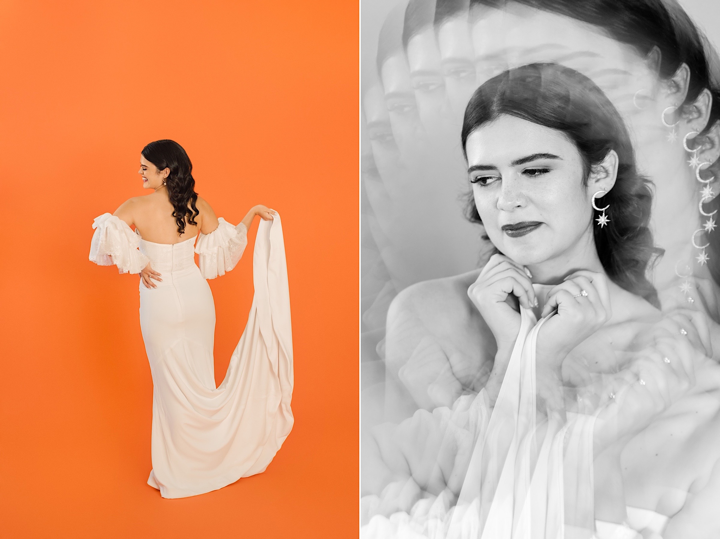 styled-studio-bridal-photos-session-wedding-photographer-colorful-bold-unique-bride-orange-backdrop-hipster