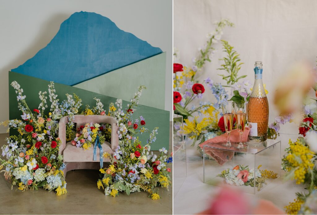 studio-elopement-inspiration-colorful-mountain-backdrop-wildflowers
